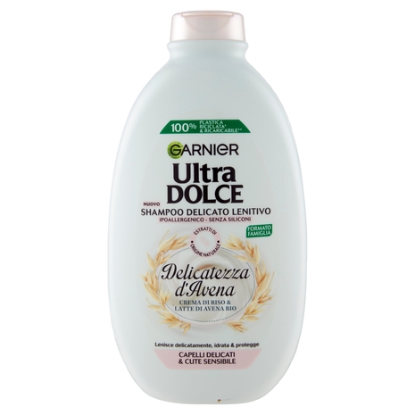 Garnier Ultra Dolce Shampoo Delicatezza d'Avena, Shampoo per Capelli e Cute Delicati, 600 ml